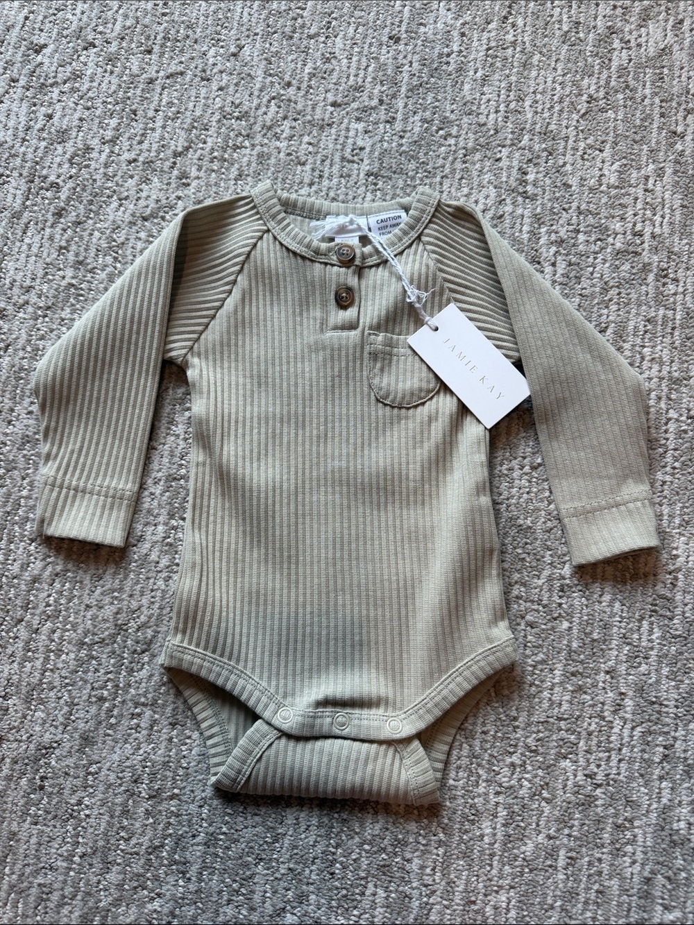 Jamie Kay Ribbed Long-Sleeve One-Piece in Olive Green